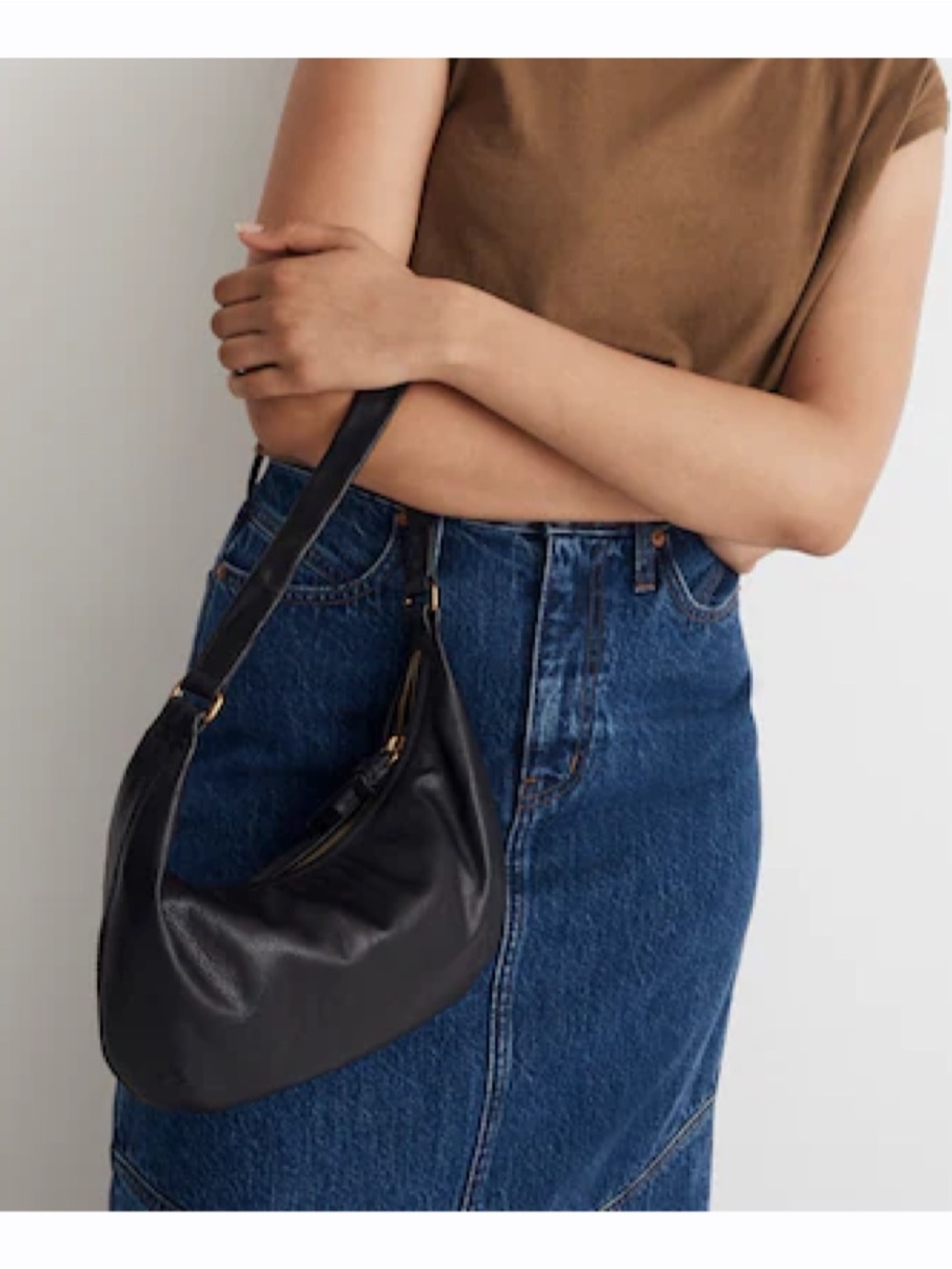 Madewell The Piazza Slouch Black Leather Small Shoulder Bag - Picture 8 of 8
